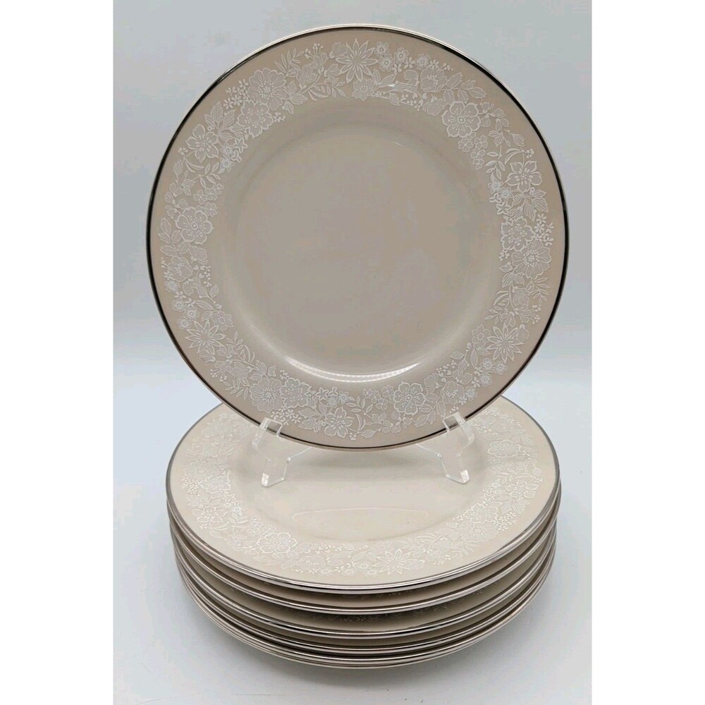 Gorham Bridal Bouquet Salad Plates Set Of 7 Ivory White Silver USA